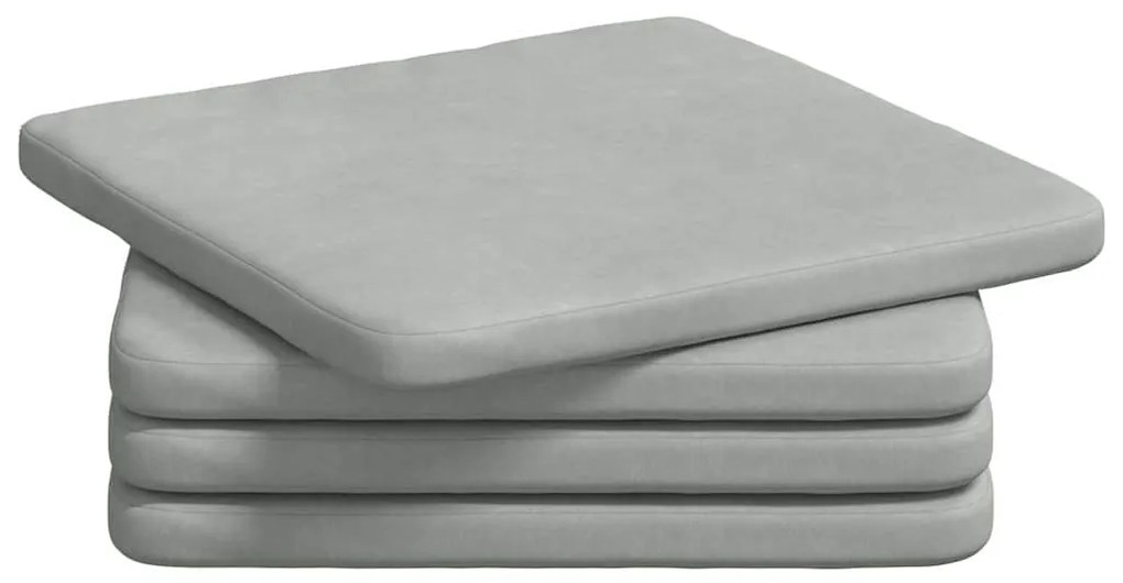 vidaXL Μαξιλάρια καθισμάτων 4 pcs Ανοιχτό γκρι 40 x 40 x 3 cm Βελούδο