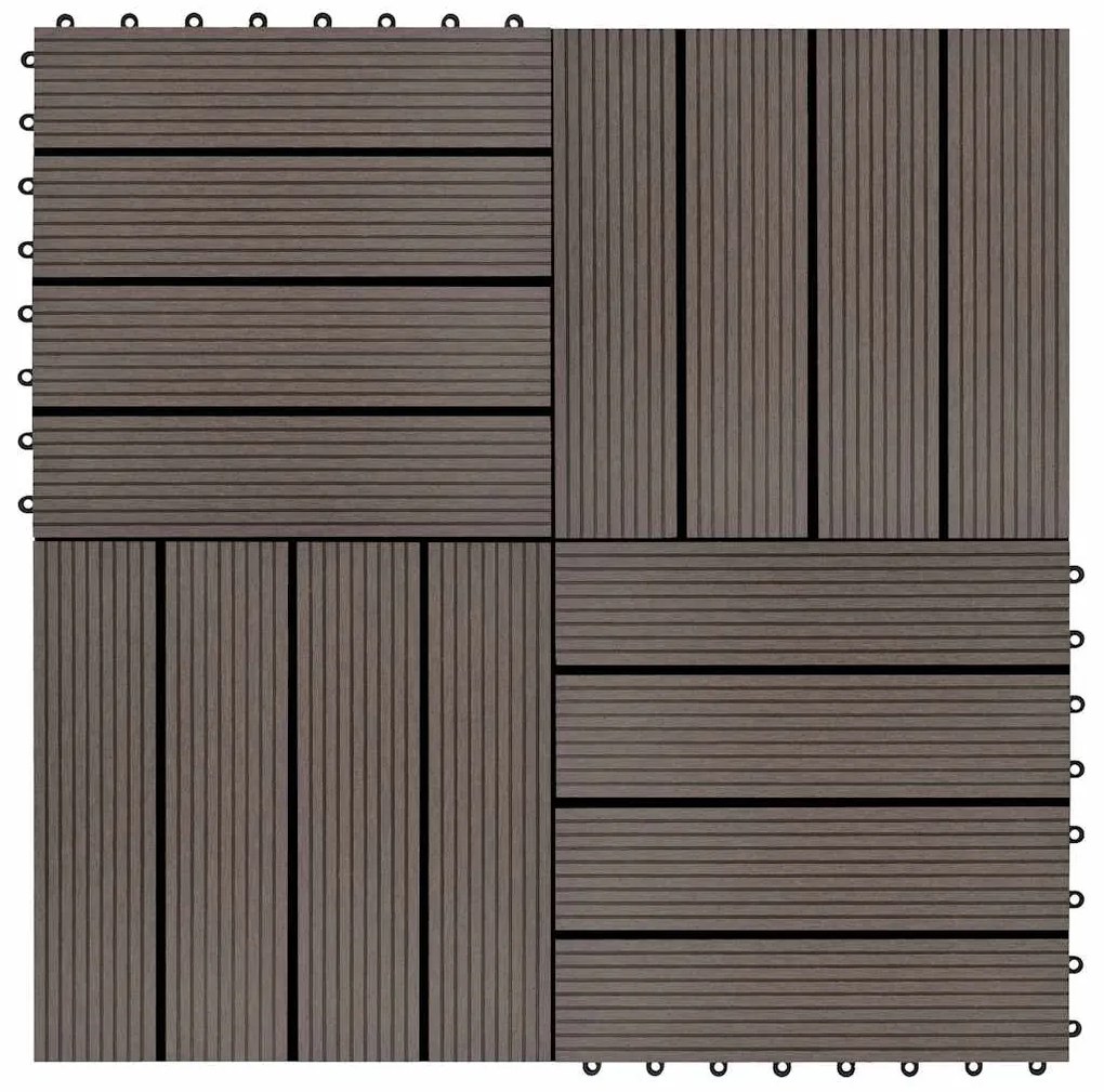 vidaXL Πλακάκια Deck 22 τεμ. Σκούρο Καφέ 30 x 30 εκ. 2 μ² από WPC