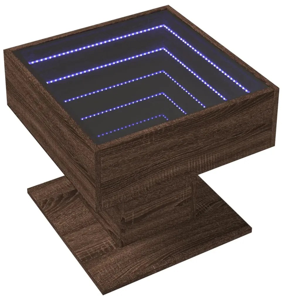 vidaXL Τραπεζάκι Σαλονιού με LED Δρυς 50x50x45 εκ. Επεξεργασμένο Ξύλο