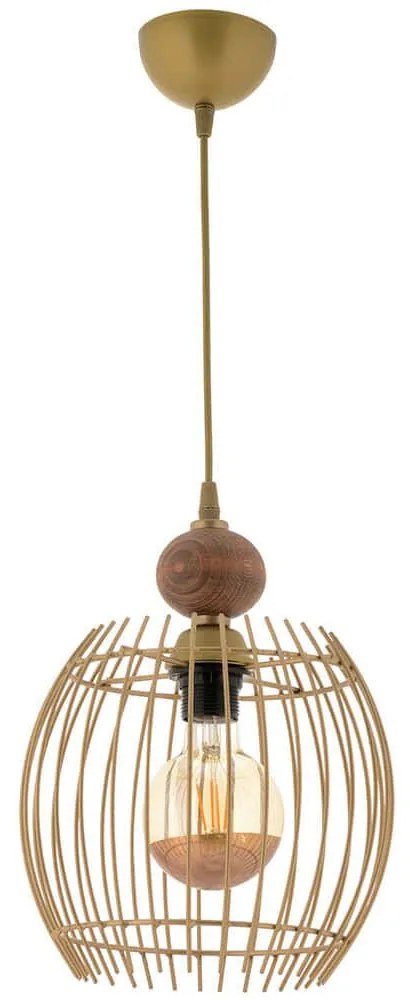 Φωτιστικό Οροφής Lillian Wood 390FLH2311 Φ26x60cm 1xE27 40W Gold-Brown Opviq