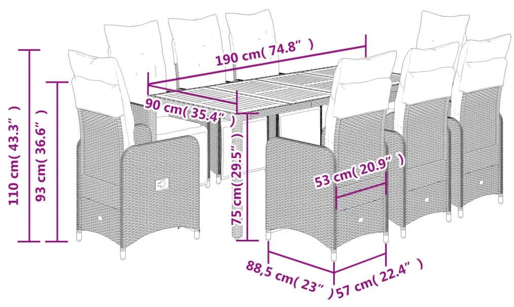 ΣΕΤ ΕΠΙΠΛΩΝ BISTRO ΚΗΠΟΥ 9 ΤΕΜ ΜΑΥΡΟ ΣΥΝΘΕΤ. ΡΑΤΑΝ ΜΕ ΜΑΞΙΛΑΡΙΑ 3277132