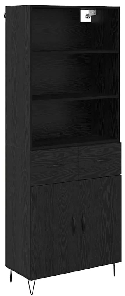 vidaXL Highboard Μαύρη Οξυά 69,5 x 34 x 180 εκ. Επεξεργασμένο ξύλο