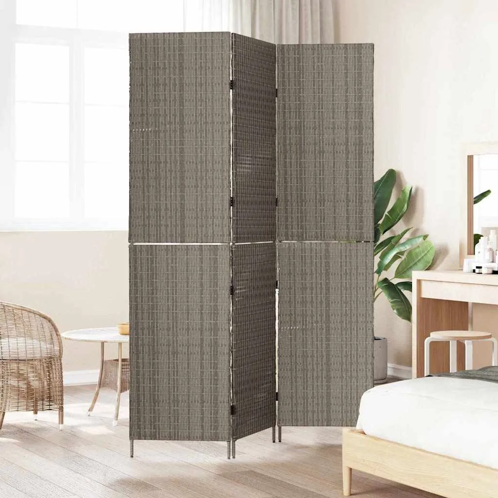 vidaXL Διαχωριστικό Δωματίου Γκρι 147 x 180 cm συνθετικό ρατάν