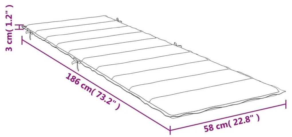 Μαξιλάρι Ξαπλώστρας Σκούρο Γκρι 186x58x3 εκ. Ύφασμα - Γκρι