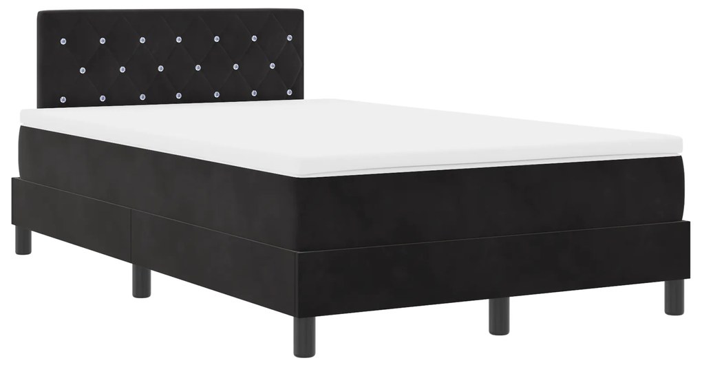 vidaXL Κρεβάτι Box Spring με Στρώμα & LED μαύρο 120x200 εκ. Βελούδινο