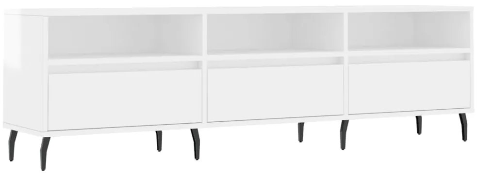 vidaXL Έπιπλο Τηλεόρασης Γυαλ. Λευκό 150x30x44,5 εκ Επεξεργασμένο Ξύλο