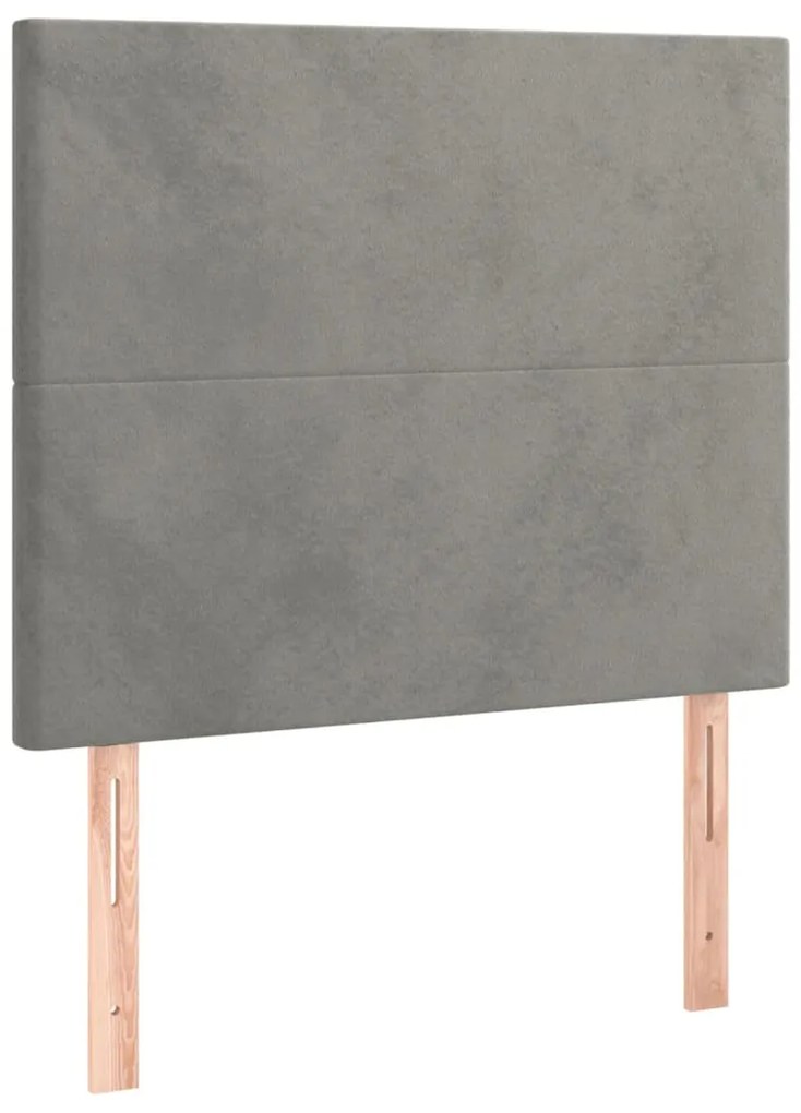 vidaXL Κρεβάτι Boxspring με Στρώμα Ανοιχτό Γκρι 90x200 εκ. Βελούδινο