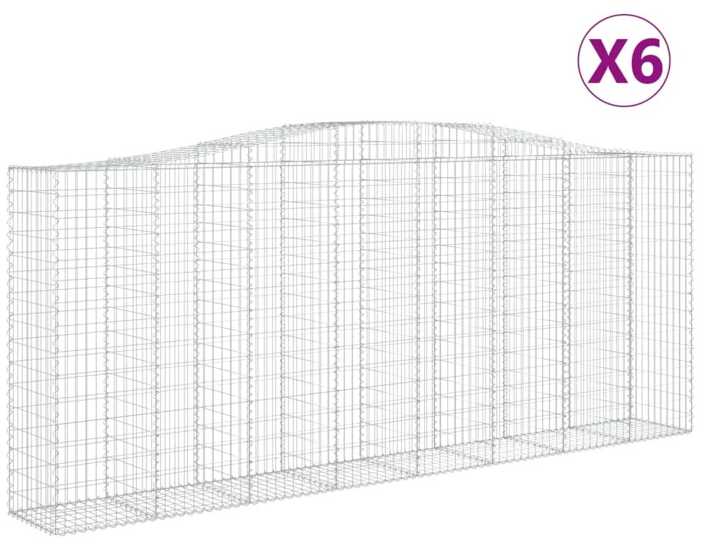 vidaXL Συρματοκιβώτια Τοξωτά 6 τεμ. 400x50x160/180 εκ. Γαλβαν. Ατσάλι