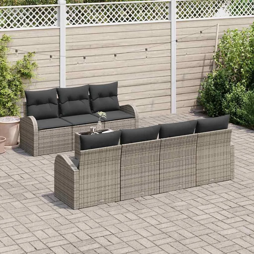 vidaXL Σετ Καναπέ Κήπου 8 pcs Γκρι 55 x 55 x 37 εκ συνθετικό ρατάν