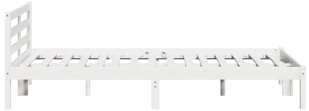 vidaXL Κρεβάτι με κεφαλάρι Λευκό 210 x 160 εκ Μασίφ ξύλο πεύκου