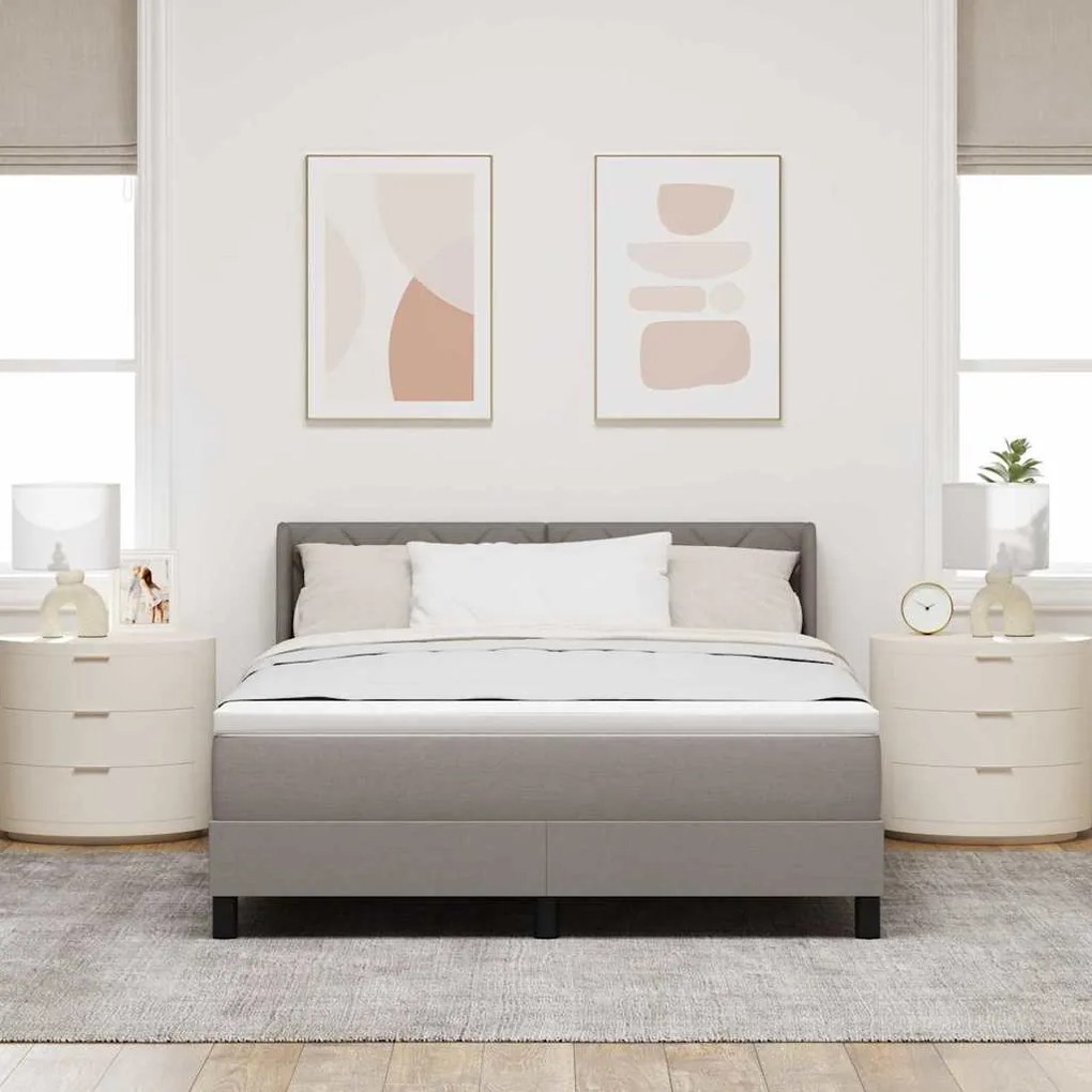 vidaXL Κρεβάτι box spring με στρώμα με στρώμα Taupe 140 x 200 cm