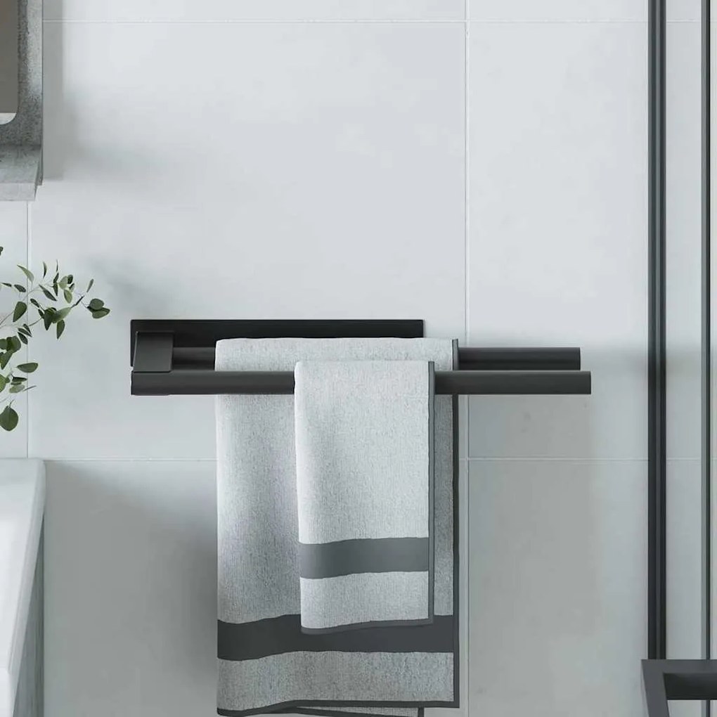 vidaXL Ράφι Πετσέτας Μαύρο 40 x 9 x 4 εκ Ανοξείδωτο ατσάλι