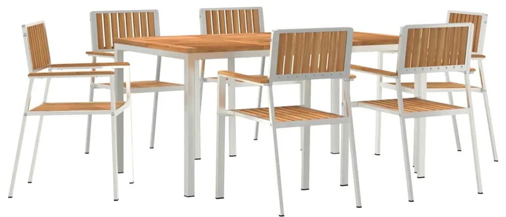 vidaXL Σέτ φαγητού για κήπο 7 pcs Καφέ Μασίφ ξύλο teak
