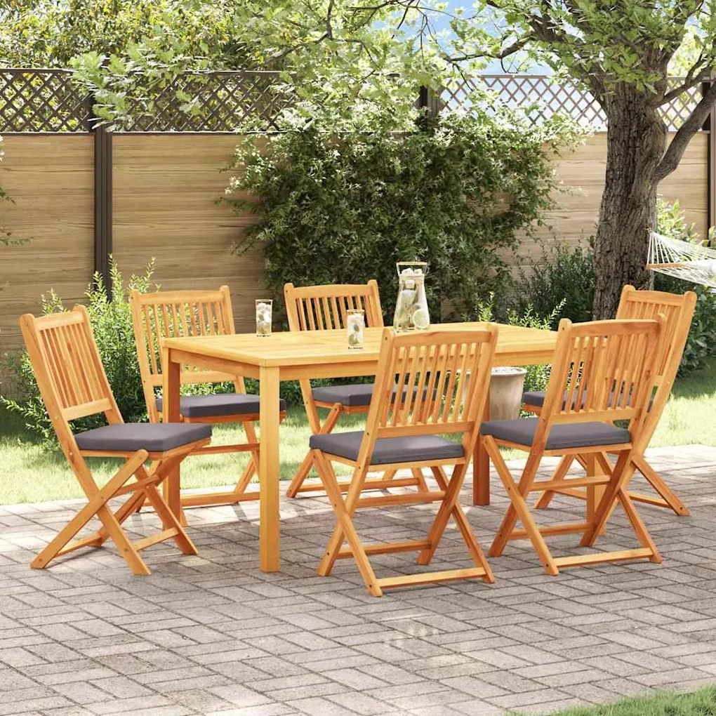 vidaXL Πτυσσόμενη Καρέκλα με μαξιλάρι 6 pcs Γκρι 49 x 57.5 x 92εκ
