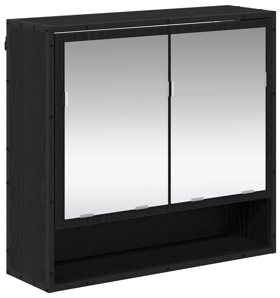 vidaXL Σετ Επίπλων Μπάνιου με ράφι 2 pcs Μαύρη Οξυά Επεξεργασμένο ξύλο