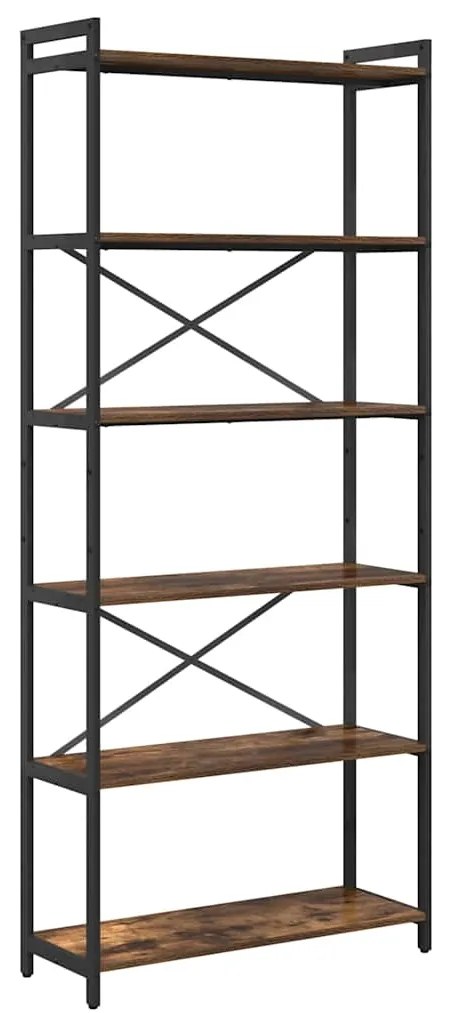 vidaXL Βιβλιοθήκη Καπνιστή δρυς 80 x 30 x 188 εκ Επεξεργασμένο ξύλο