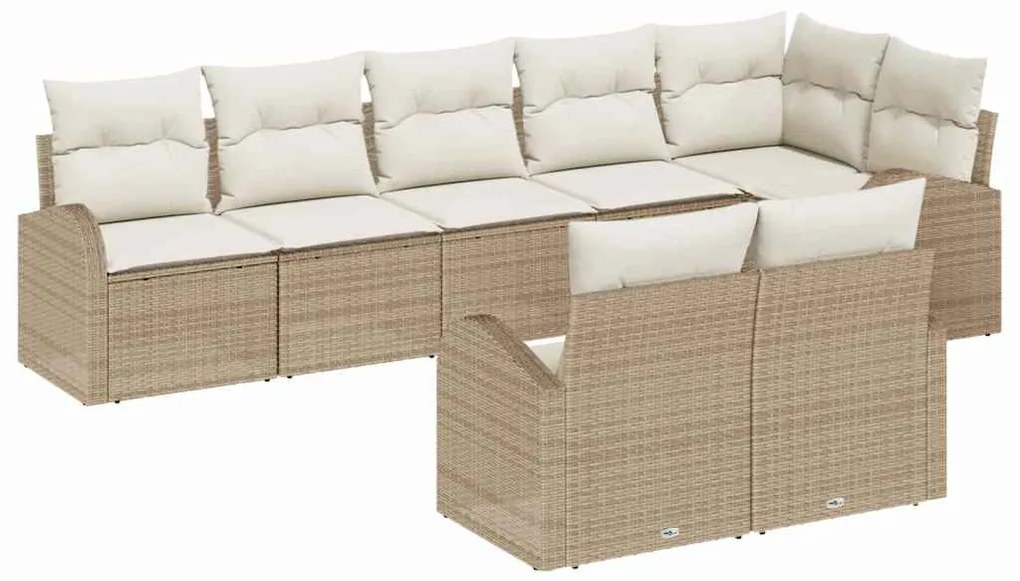 Σετ Καναπέ Κήπου 8 pcs Μπεζ και Λευκό συνθετικό ρατάν