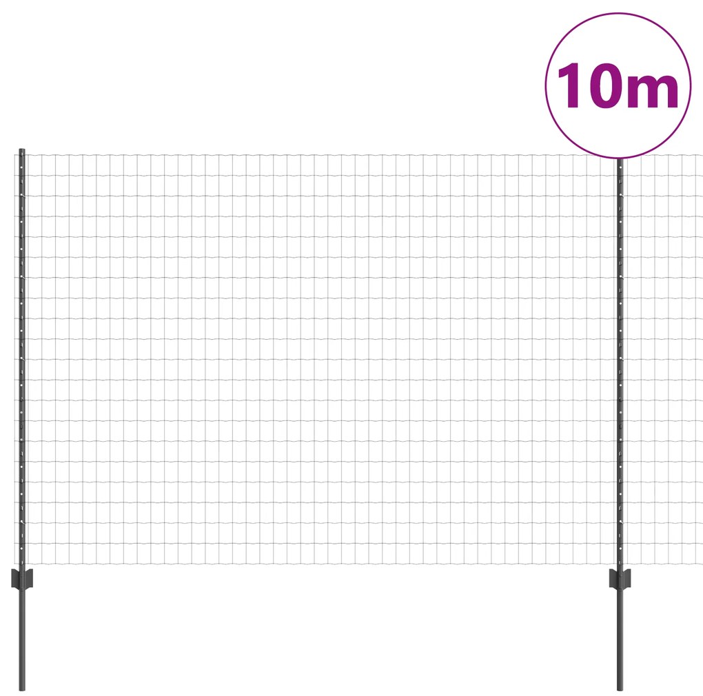 vidaXL Ευρωπαϊκό Φράχτη με 10 Στυλίδια Γκρι 1,6x10 μ Ατσάλι