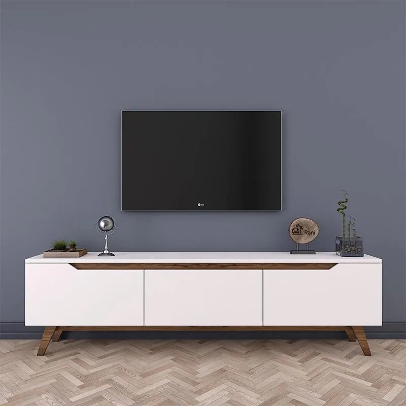 Έπιπλο τηλεόρασης Kasandra λευκό-καρυδί 180x35x48,5εκ 180x35x48.5 εκ.
