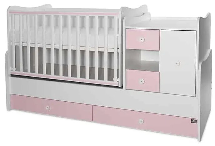 Πολυμορφικό βρεφικό κρεβάτι Mini Max  White + Pink 10150500038A Lorelli