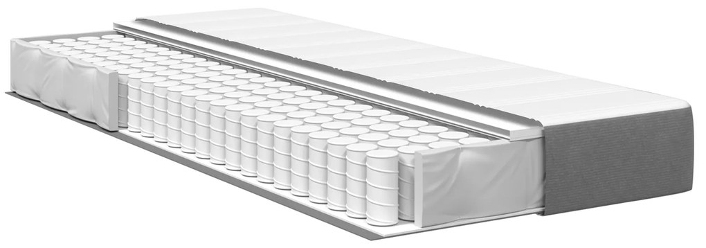 vidaXL Στρώμα με Ελατήρια Pocket Φως Γκρι Μεσαίο 100x200x20 εκ Υφασμάτινο