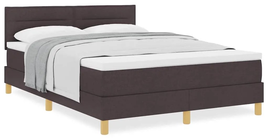 vidaXL Κρεβάτι box spring με στρώμα με στρώμα Σκούρο καφέ Σκούρο καφέ