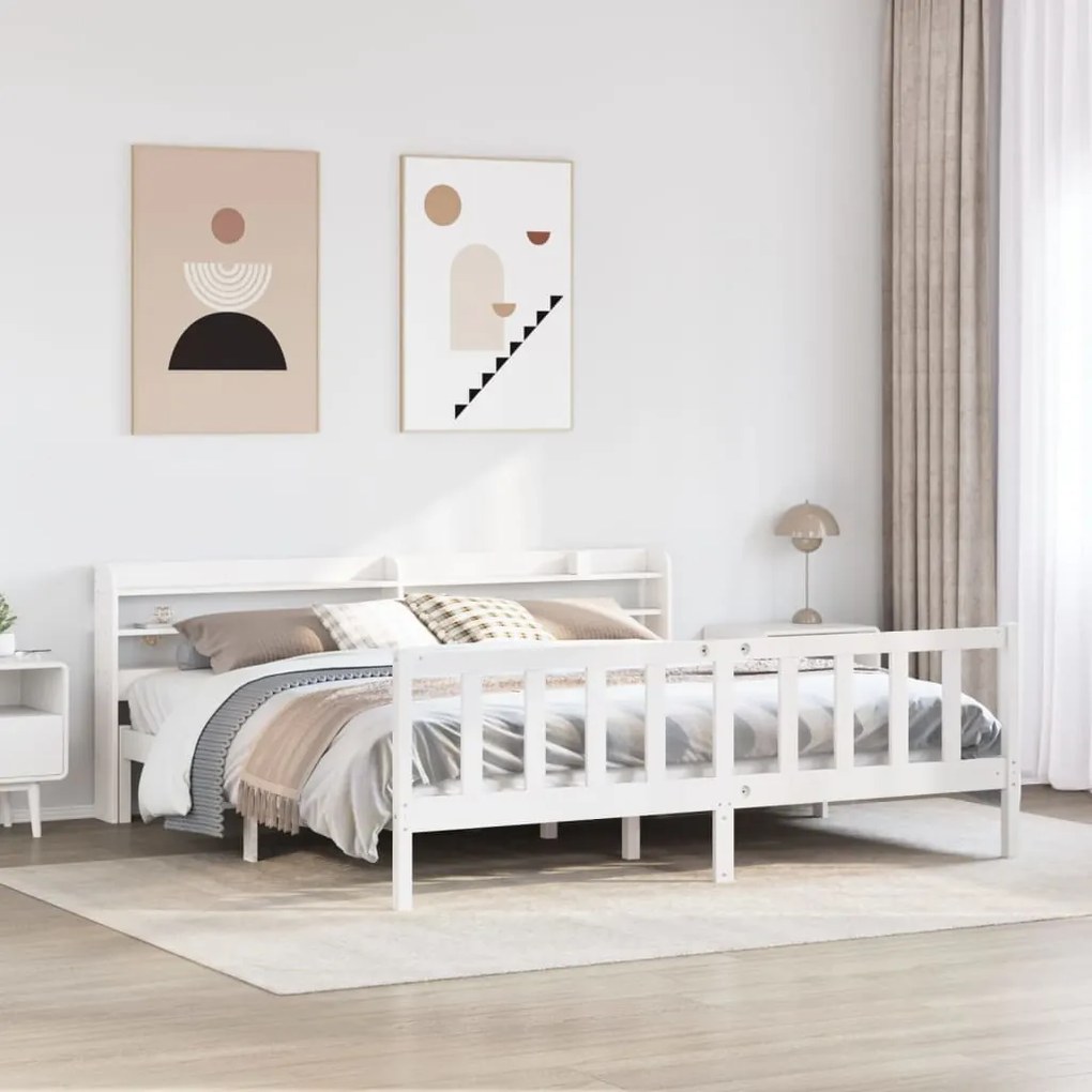 vidaXL Σκελετός Κρεβ. Χωρίς Στρώμα Λευκό 180x200 εκ Μασίφ Πεύκο