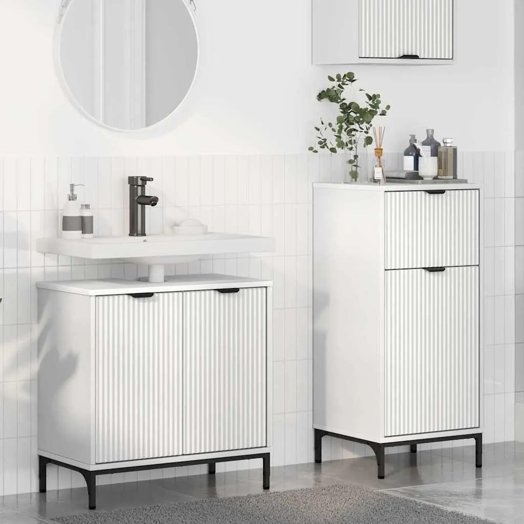 vidaXL Σετ Επίπλων Μπάνιου με συρτάρι 2 pcs Λευκό 39.5 x 36 x 88 εκ