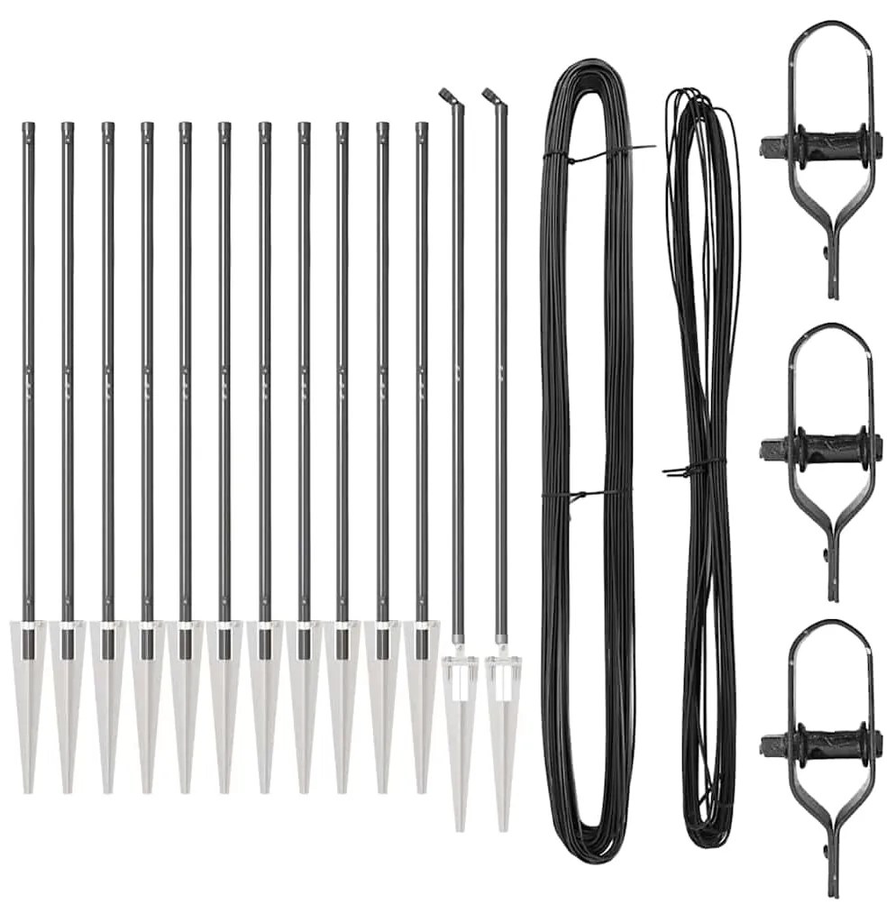 vidaXL Στύλος Περιφράξεων 13 pcs Γκρι Ατσάλι