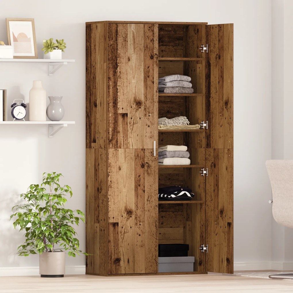 vidaXL Υψηλή ντουλάπα Παλιό Ξύλο 80x35x180 εκ. Επεξεργασμένο Ξύλο
