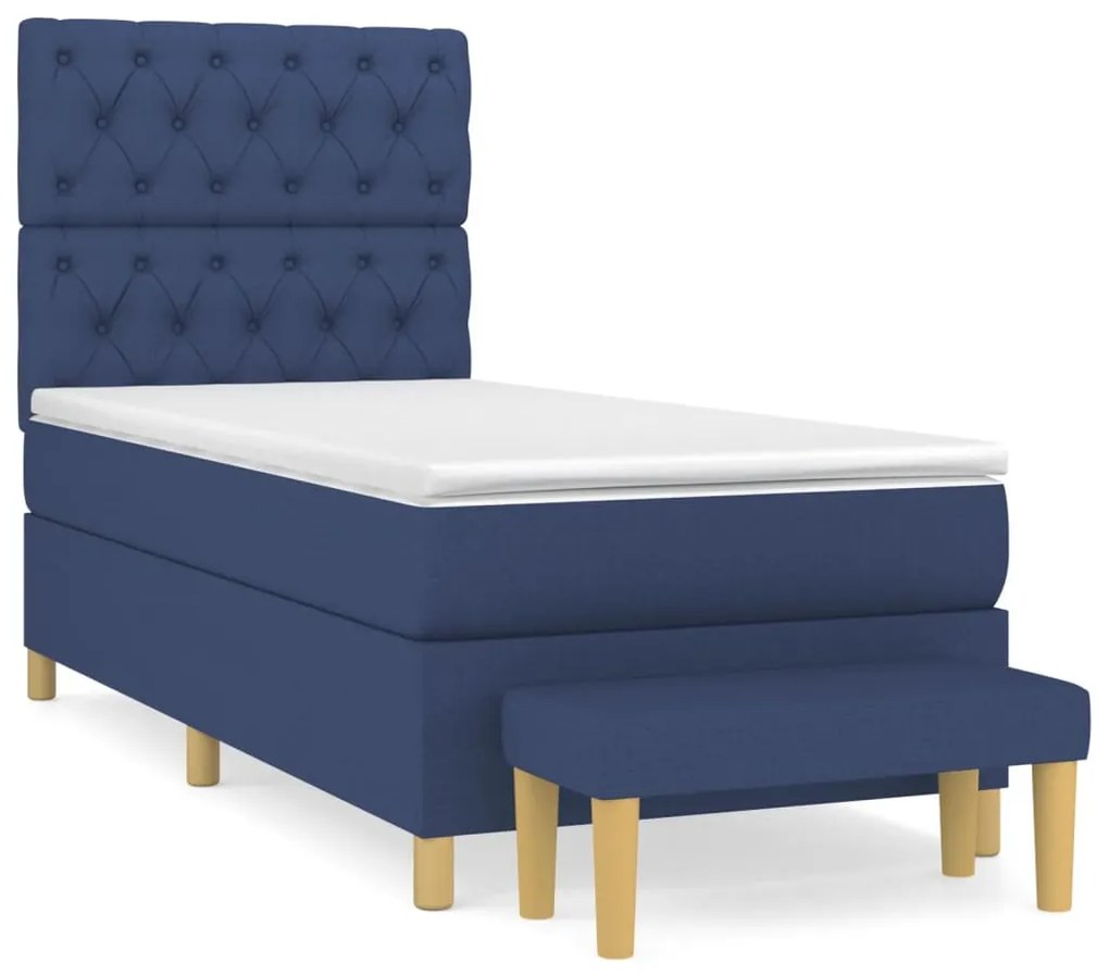 vidaXL Κρεβάτι Boxspring με Στρώμα Μπλε 80x200 εκ. Υφασμάτινο