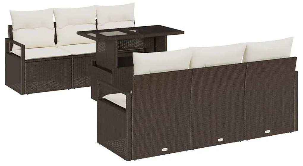 vidaXL Σετ Καναπέ Κήπου 7 pcs Καφέ και κρεμ 100 x 55 x 73 εκ