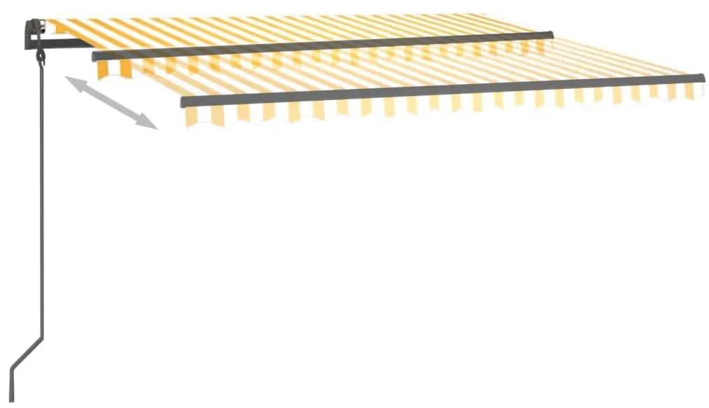 Τέντα Αυτόματη με LED &amp; Αισθητήρα Ανέμου Κίτρινο/Λευκό 4x3,5 μ. - Κίτρινο