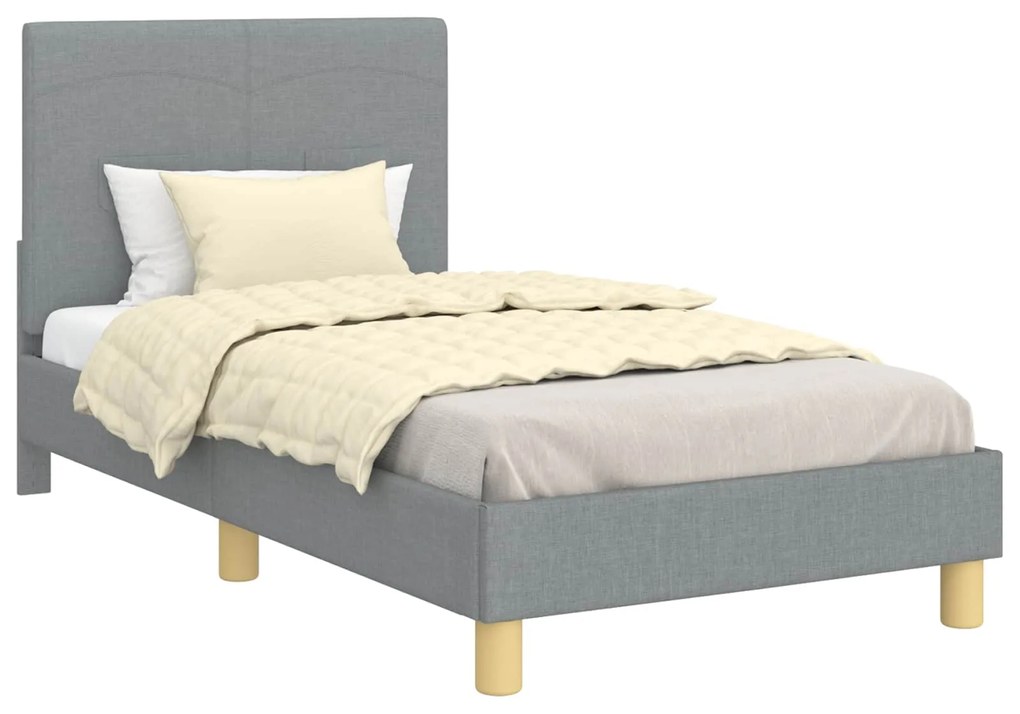 vidaXL Κρεβάτι Παιδικής Κρεβατοκάμαρας με Κεφαλάκι Ανοιχτό γκρι ύφασμα