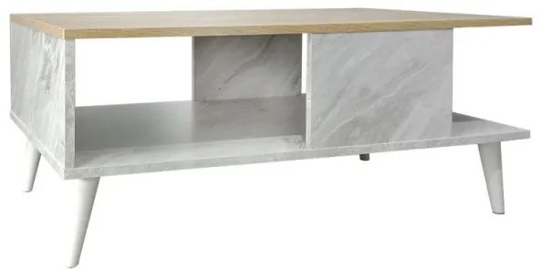 Τραπέζι Σαλονιού Moses Sonoma-Λευκό Μαρμάρου 90x54x37.5εκ 049-000066 Pakoworld 049-000066 Καφέ
