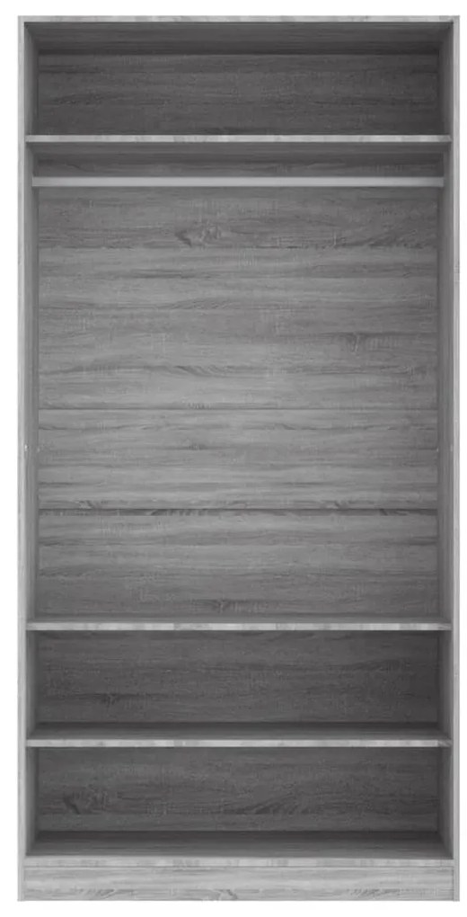 vidaXL Ντουλάπα Γκρι Sonoma 100 x 50 x 200 εκ. από Επεξεργασμένο Ξύλο