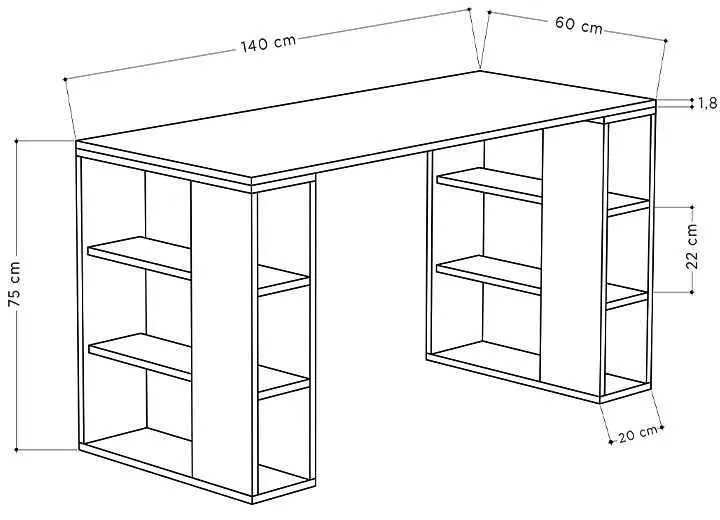Γραφείο εργασίας Colmar Megapap από μελαμίνη χρώμα sapphire oak 140x60x75εκ