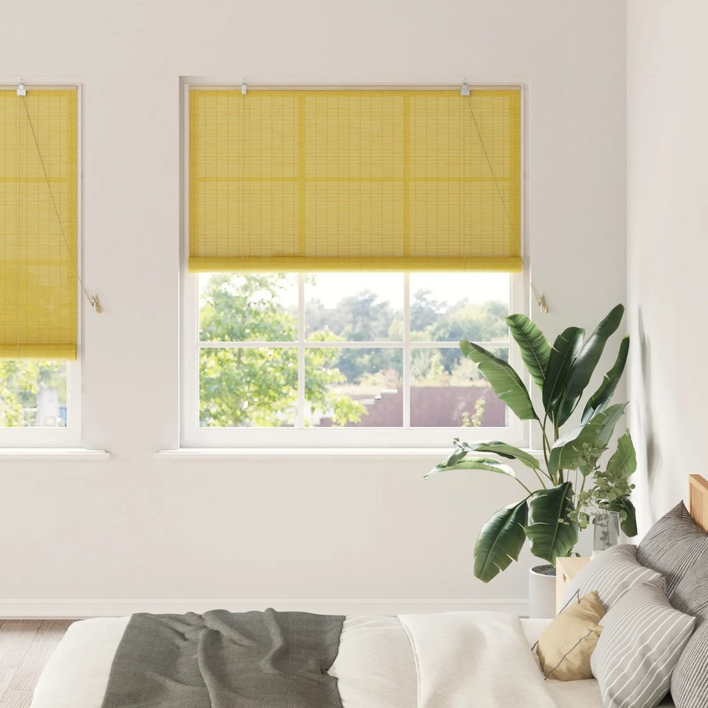 vidaXL Ρολά και Σκίες Παραθύρων Κίτρινο 140 x 220 cm Μπαμπού