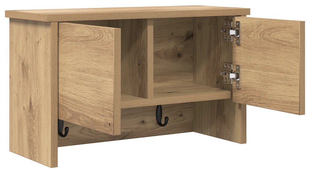 vidaXL Τοίχου Κρεμάστρα με ράφι με πόρτα artisan δρυς 50 x 20 x 30 εκ.