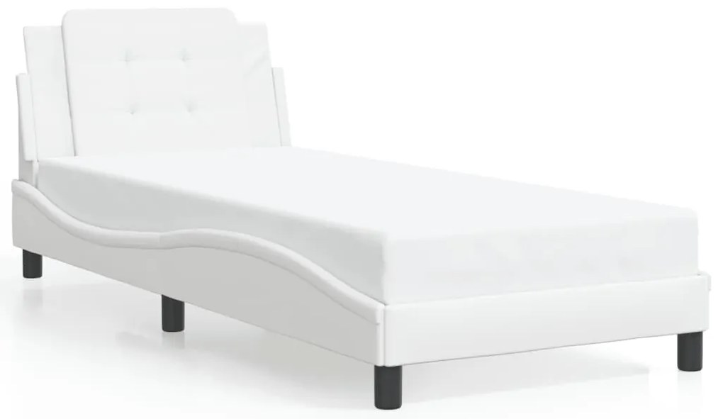 vidaXL Σκελετός Κρεβατιού Χωρίς Στρώμα Zadar Λευκό 100x200 εκ.Συνθετικό Δέρμα