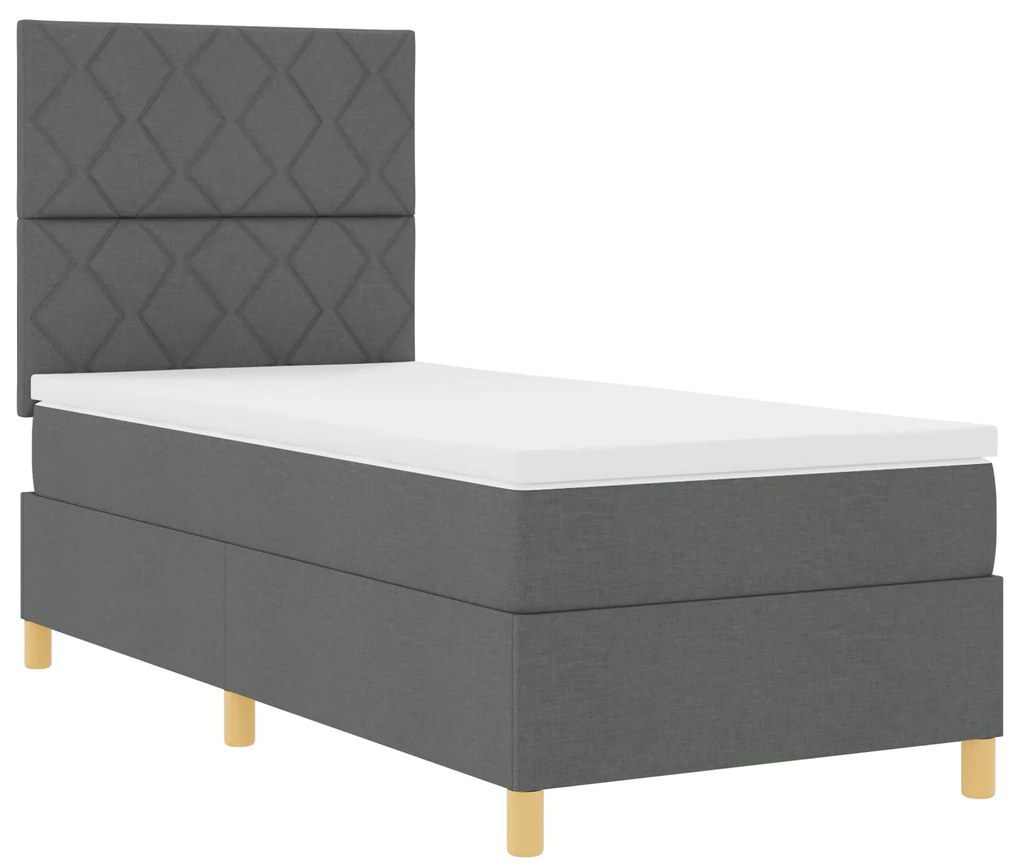 vidaXL Κρεβάτι Box Spring με στρώμα σκούρο γκρι 90x200 εκ. ύφασμα