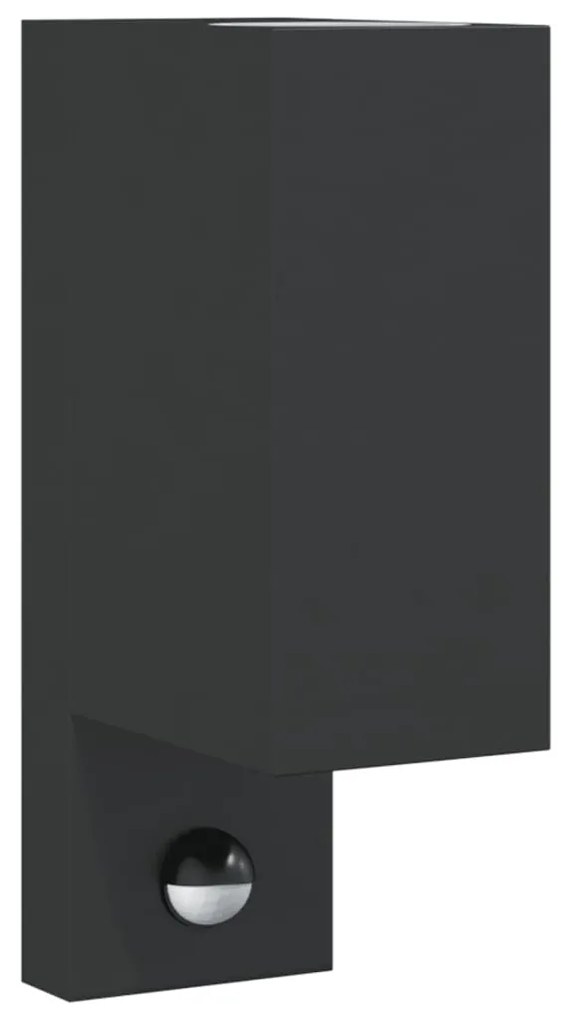 vidaXL Φωτιστικό Τοίχου Εξωτερ. Χώρου με Αισθητήρα Μαύρο Χυτό Αλουμ.