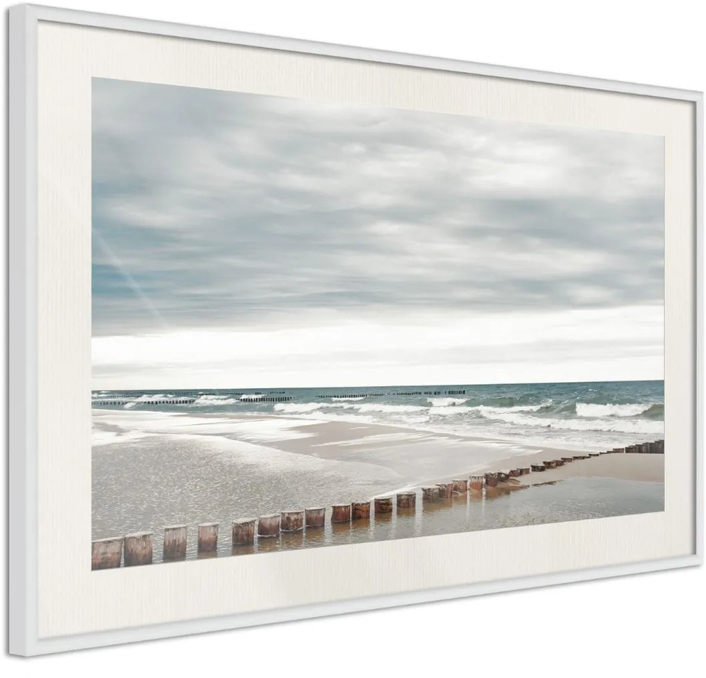 Αφίσα - Chilly Morning at the Seaside - 30x20 - Χρυσό - Χωρίς πασπαρτού