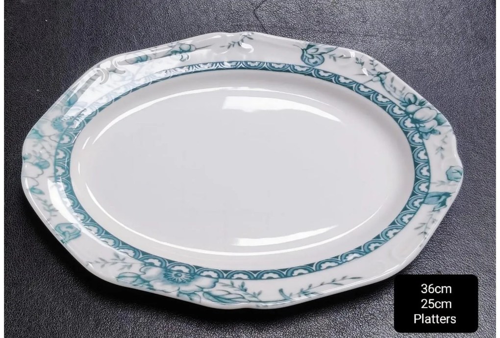 Πιατέλα Σερβιρίσματος Πορσελάνης 36εκ. Tiffany Green Oriana Ferelli PR24324G06