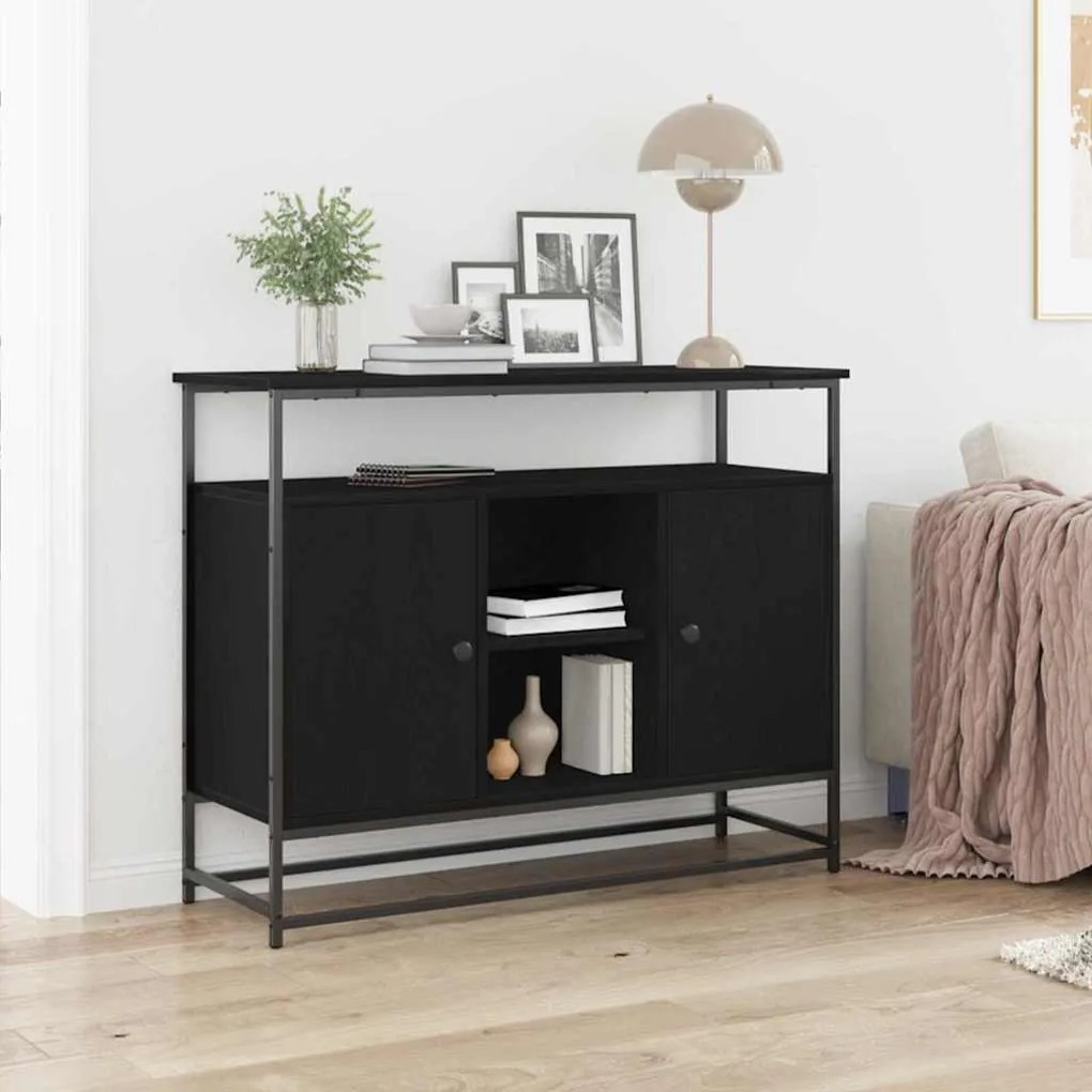vidaXL Πλαϊνό γραφείο Μαύρη δρυς 100 x 35 x 80 εκ. Επεξεργασμένο ξύλο