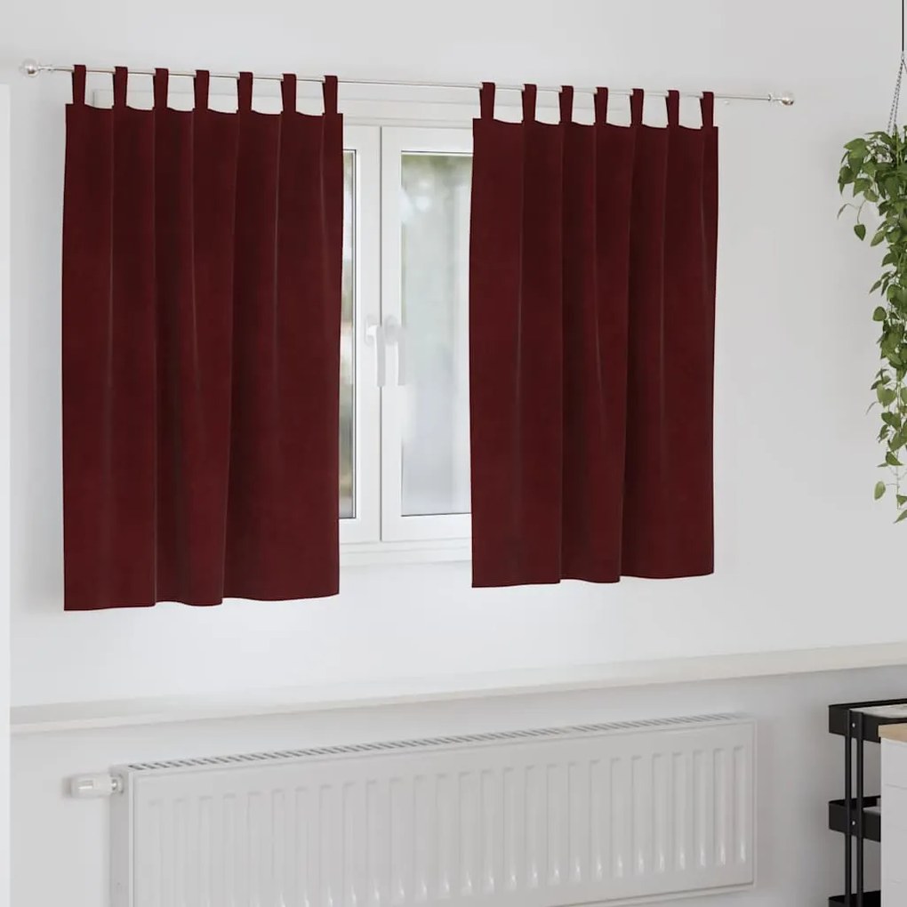 vidaXL Κουρτίνες με κουρτίνες 2 pcs Μπορντό 140 x 140 cm Βελούδο