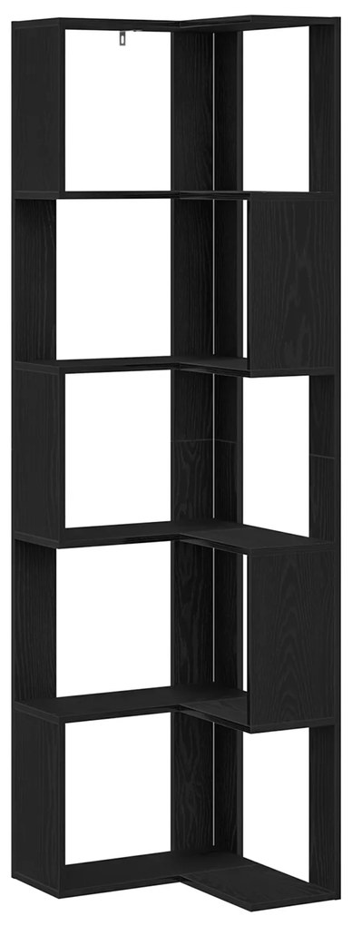 vidaXL Γωνιακή Βιβλιοθήκη Μαύρη δρυς 50 x 50 x 179 εκ.