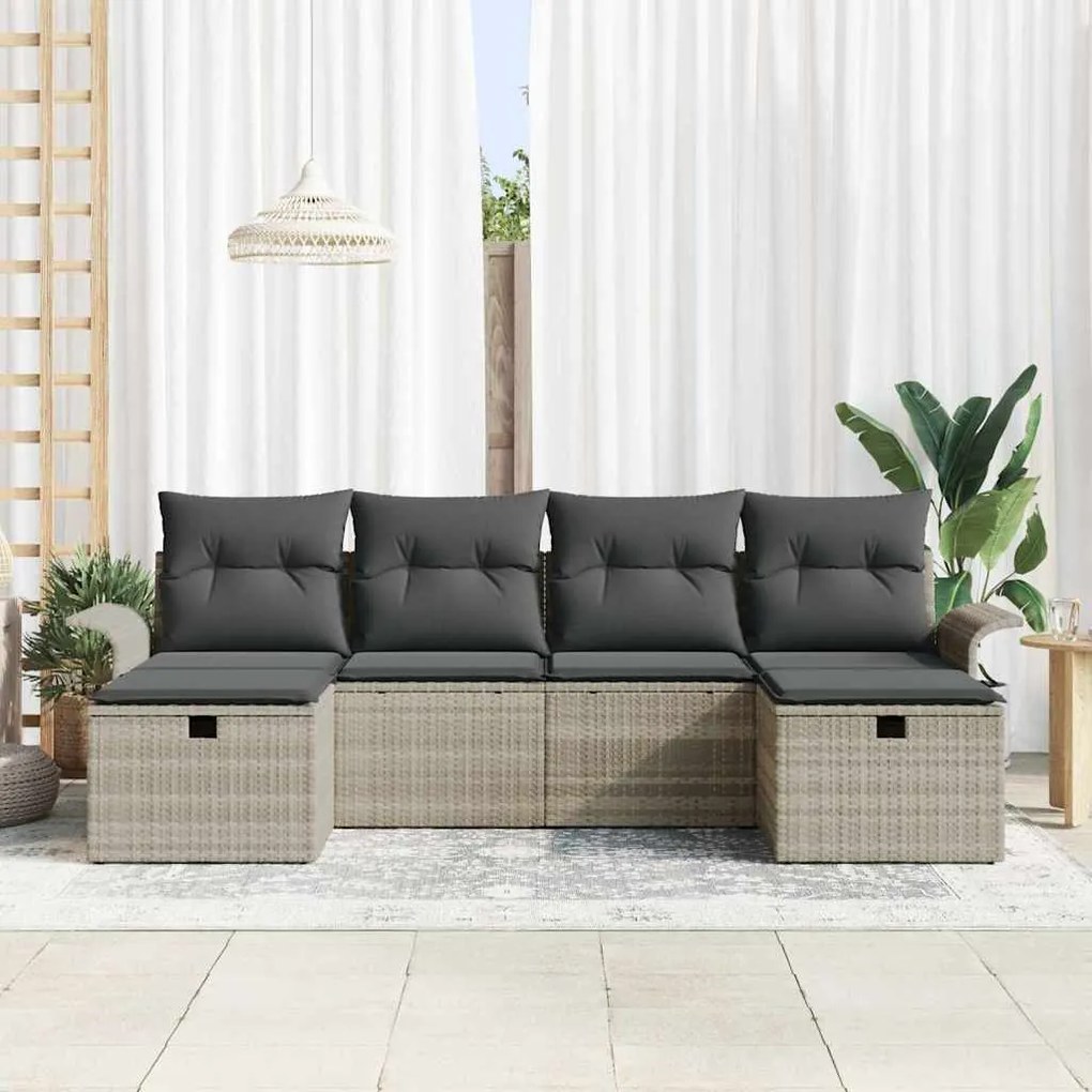 vidaXL Σετ Καναπέ Κήπου 6 pcs Ανοιχτό γκρι 251 x 117 x 85 εκ.