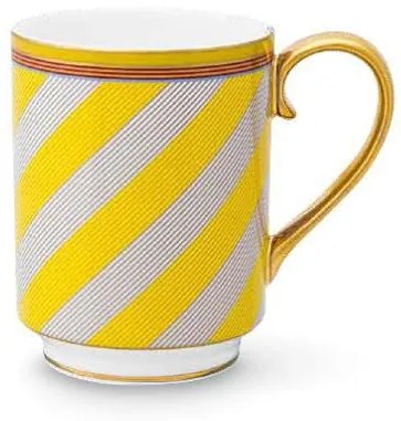 ΜΕΓΑΛΗ ΚΟΥΠΑ ΜΕ ΧΕΡΟΥΛΙ 350ml PIP STUDIO - CHIQUE STRIPES YELLOW