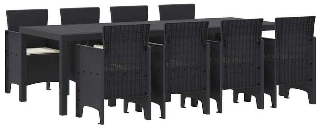 vidaXL Σέτ φαγητού για κήπο 9 pcs Ανθρακί Rattan Polt